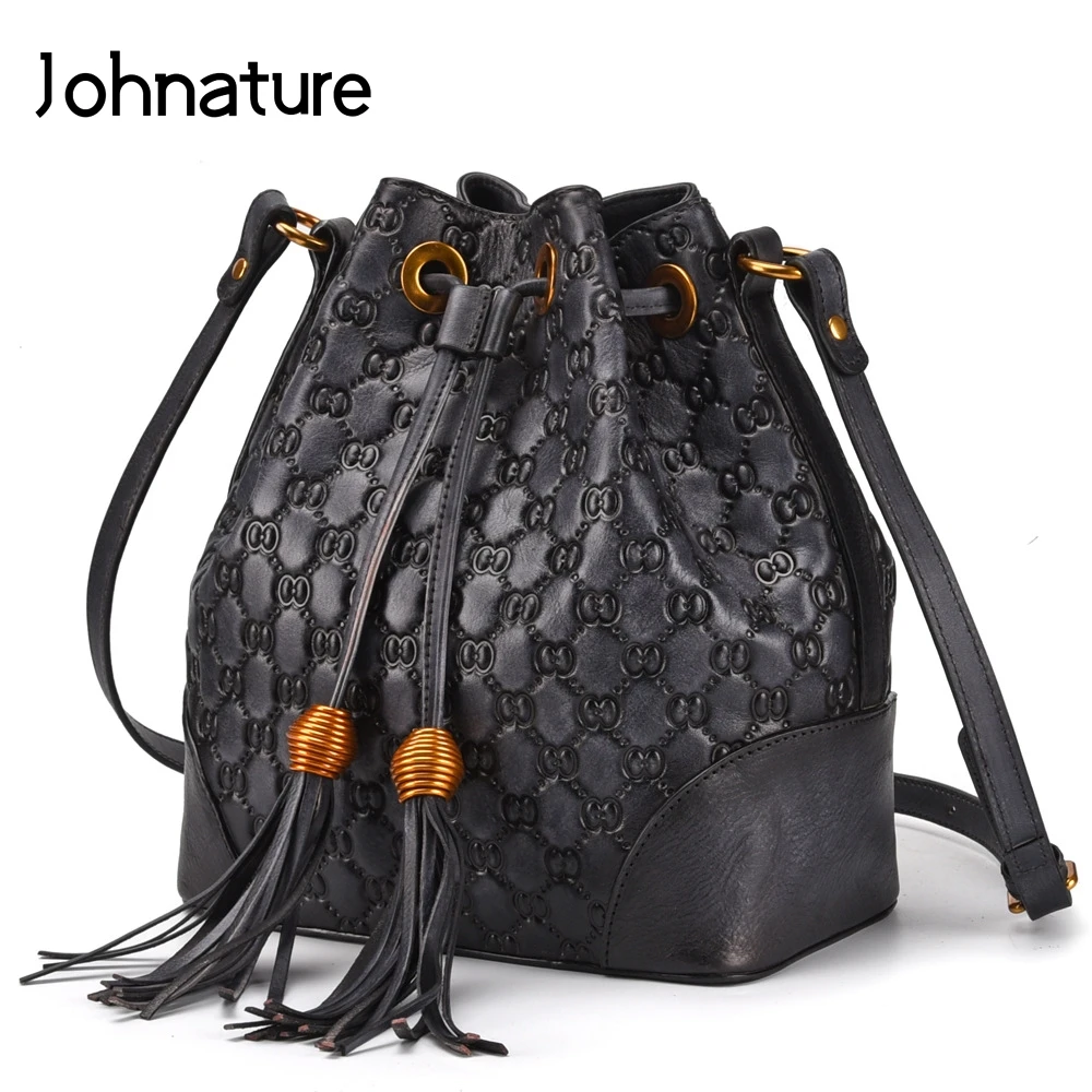 Женские винтажные сумки из натуральной кожи Johnature плетеные через плечо и
