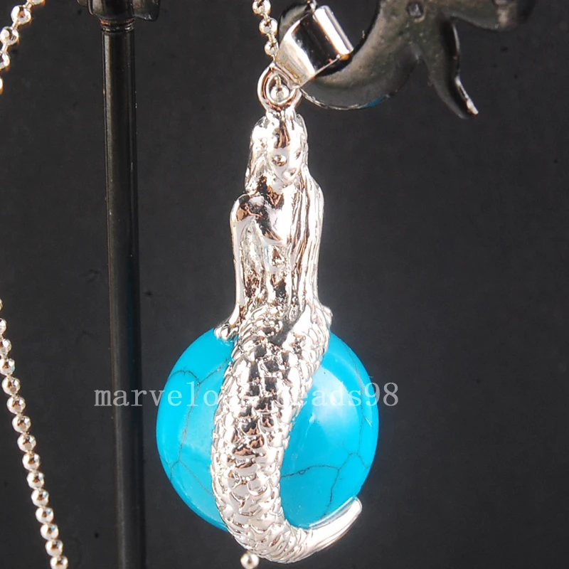 Бесплатная доставка Модные ювелирные изделия синий howlite Русалка женский мужской