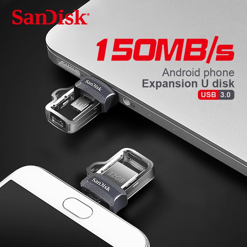 Sandisk USB Flash Drive 128GB 64GB 32GB 16GB Dual OTG Pen High Speed Memory U Disk Micro USB3.0 Card SDDD3 For Phone or PC | Компьютеры и