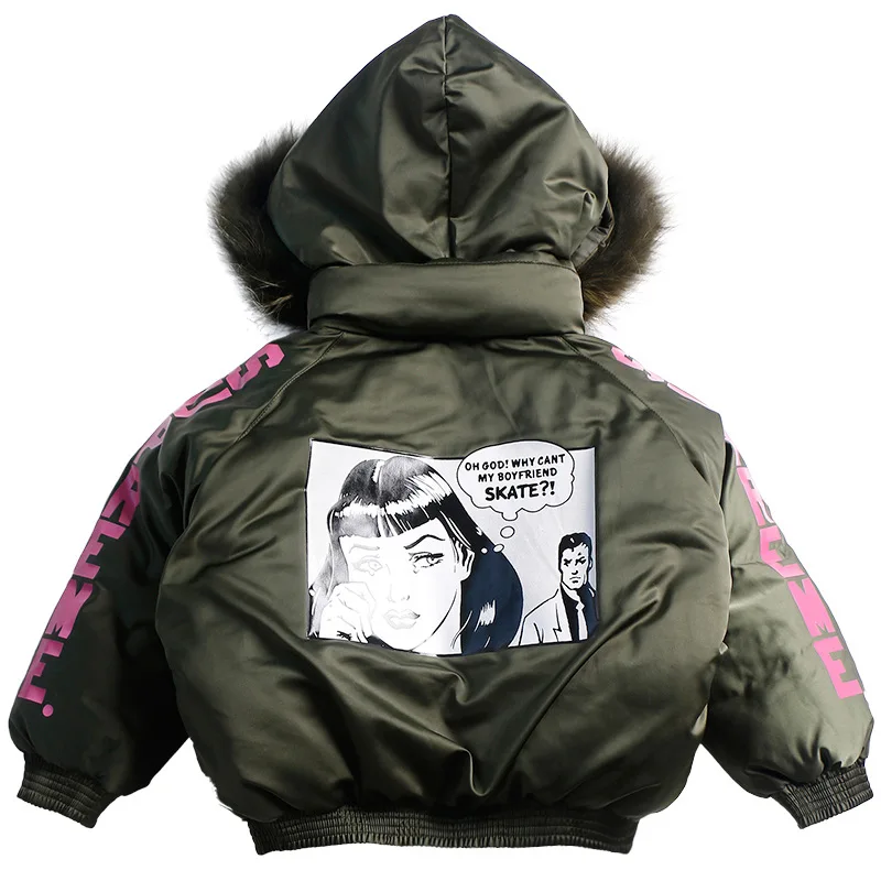 Мальчики Хлопок Детская меховым воротником 2018 новая зимняя одежда для мальчиков