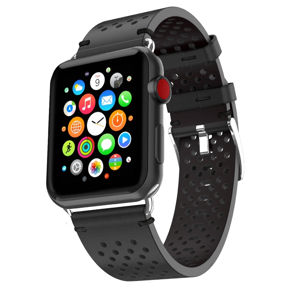 HOCO дышащий ремешок из натуральной кожи для Apple Watch серии 4 3 2 1 ремешок для часов iWatch браслет 44 мм 42 мм 40 мм 38 мм ремешок