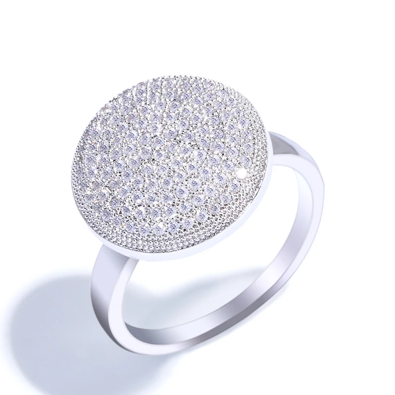 Женское кольцо на палец FLOLA Jewely золотистое с круглой прозрачной циркониевой