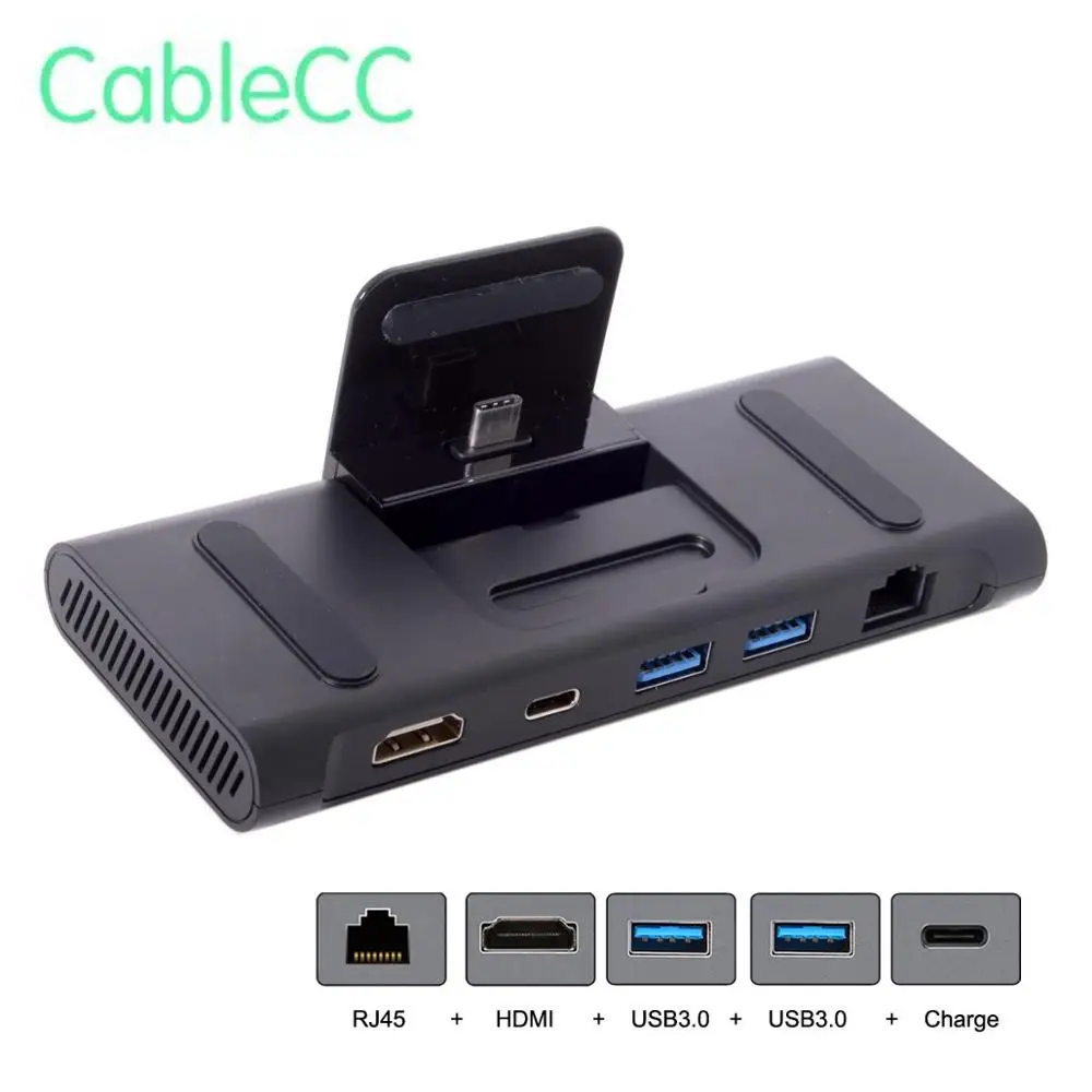 

USB 3.1 Type-C USB-C Dock Station to HDMI & Two 3.0 Hub & Ethernet & Power For S8 S9 Mate10 P20