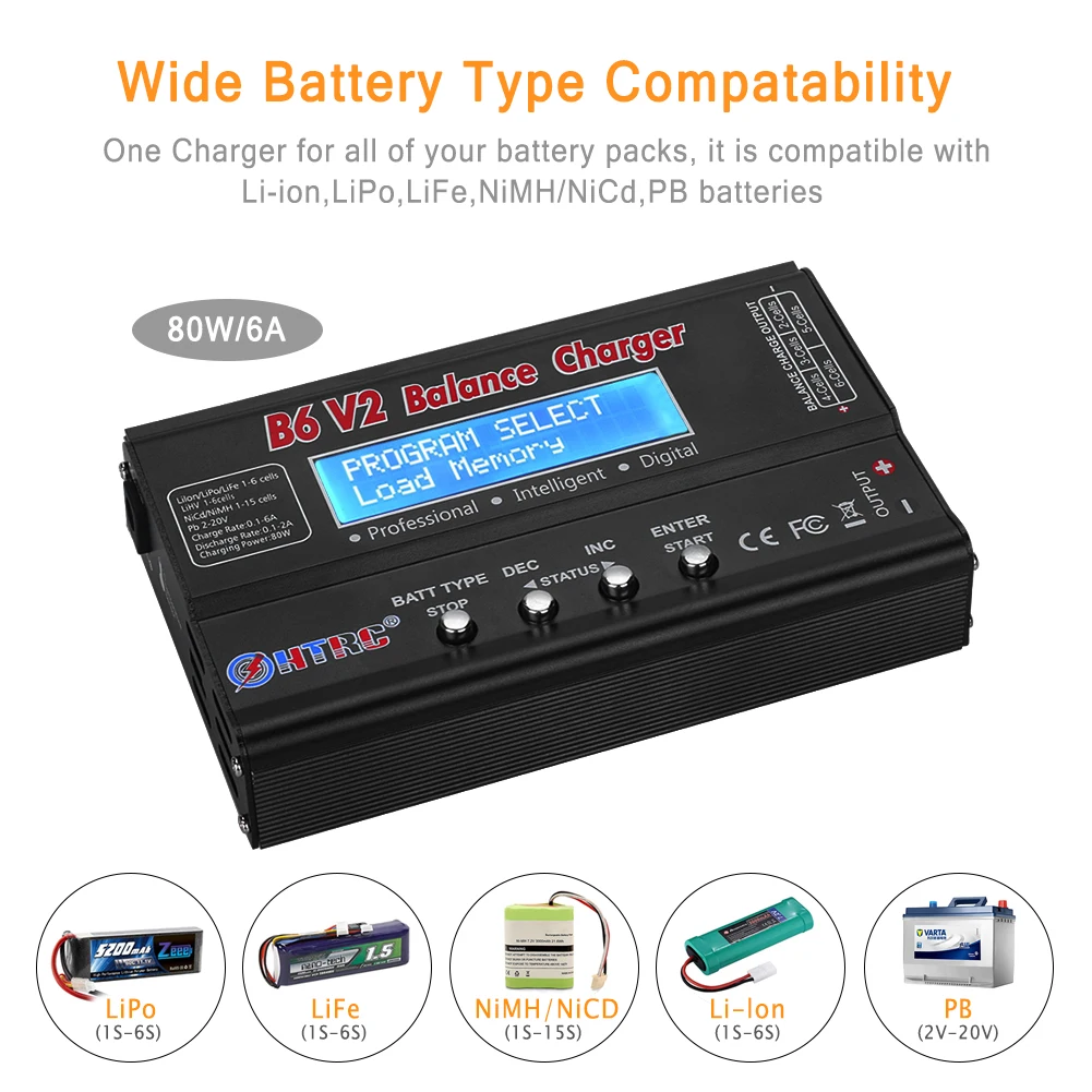 Зарядное устройство Lipo HTRC IMAX B6V2 зарядное RC 80 Вт 6A для LiIon/LiFe/NiCd/NiMH/High/LiHV Dis 15V6A вы