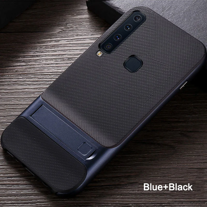 Blue Чехол для телефона для samsung Galaxy A9 A9s чехол для samsung A9s Мягкий силикон+ PC подставка Защитная крышка для samsung Galaxy A9s чехол - Цвет: Blue