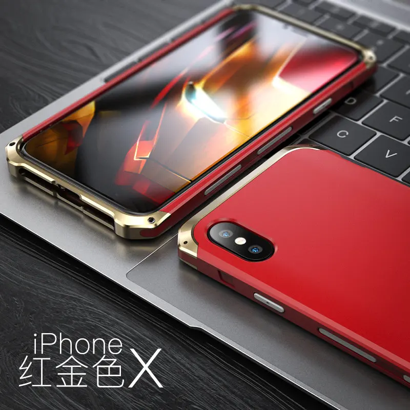 Чехол для iPhone 8, металлический каркас, жесткая задняя крышка из ТПУ, военный класс, противоударный чехол для iPhone 8 S 7 plus, чехол, аксессуары - Цвет: red gold