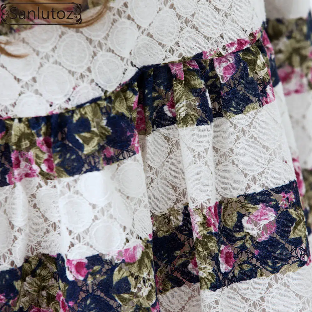 Детское кружевное платье с цветочным принтом на весну-зиму | Детская одежда и