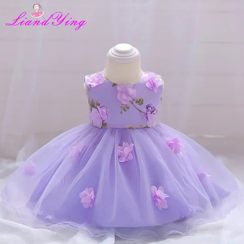Платье для новорожденных девочек на 1 год, день рождения, Тюлевое платье с лепестками для крещения, платье для маленьких принцесс, вечерние платья для девочек 2T