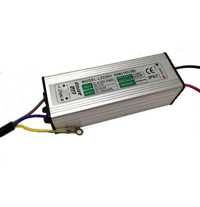Постоянный ток Светодиодный источник питания 50 Вт 220 В AC90 265V прожектор