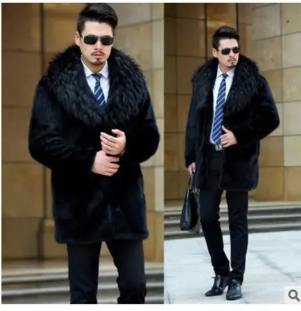 Мужские зимние меховые пальто из норки распродажа повседневные Черные мужские
