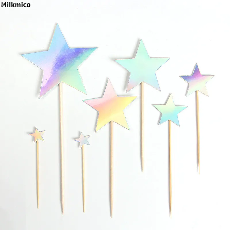 Milkmico Star Heart Cake Topper for Happy Birthday Wedding Party Decoration Cupcake Picks Dessert Decorations Supplies | Дом и сад