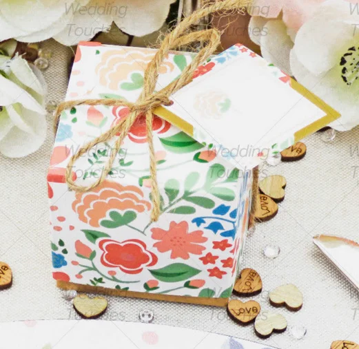 Бумага для рукоделия с цветочным принтом коробка конфет на свадьбу Baby Shower День рождения для вечеринок, на подарок, для конфет Подарочная коробка пустой карты