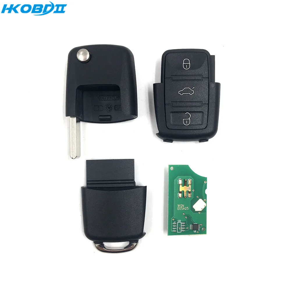 HKOBDII 3 кнопки дистанционного ключа автомобиля 433 мГц для Volkswagen VW Lavida 1KO 959 753N без