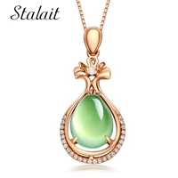 rose gold color link chains inlaid natural grape green stone pendants necklaces for women fashion charm jewelry