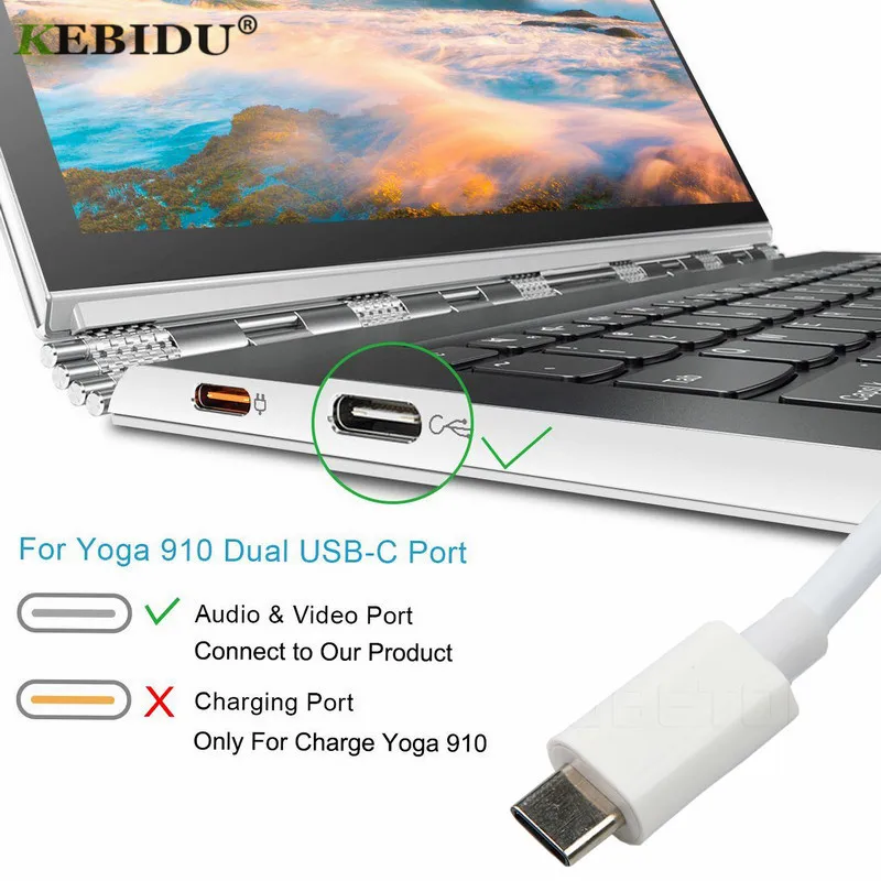 Kebidu USB 3 1 Type C к VGA адаптер Type-c папа женскому конвертер для Macbook 12 дюймов Chromebook Pixel Lumia