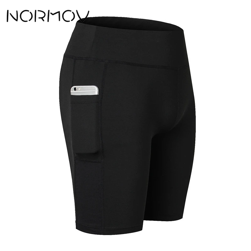 Женские шорты для бега NORMOV однотонные фитнеса с высокой талией и карманом йоги 6
