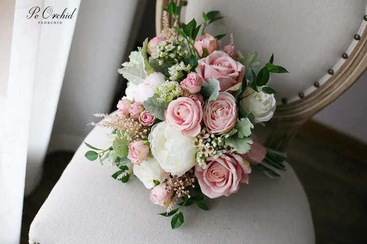 PEORCHID винтажный Свадебный искусственный букет невесты Ramo Novia Boda украшения для