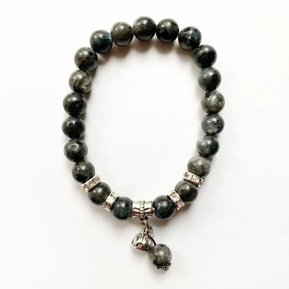 Натуральный Камень лабрадорит Beads стразы металлический браслет из тибетского