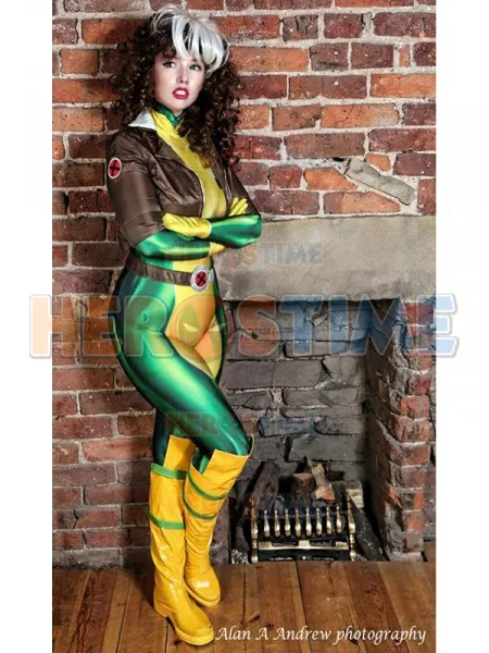 Костюм Rogue X Men без ботинок костюм для косплея с 3D принтом men Zentai боди супергероя на