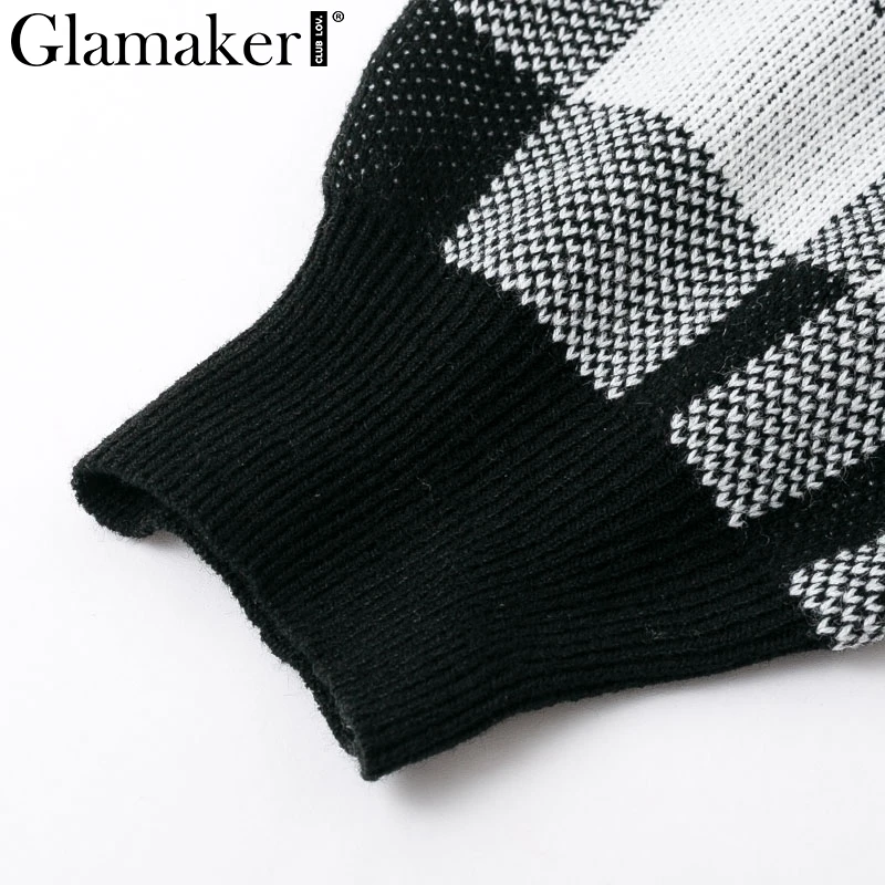 Glamaker, клетчатый вязаный костюм из двух частей, сексуальное осеннее платье, женское Элегантное зимнее платье-свитер, сексуальные женские модные вечерние короткие платья