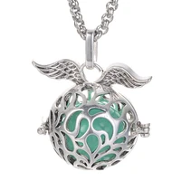 vocheng winter new angel locket necklace copper metal perfume locket 3 colors with stainless steel chain va 1008