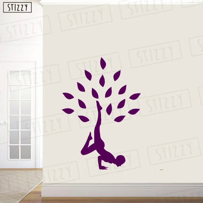 Настенная Наклейка stizzy Йога Студия медитация настенные наклейки листья дизайн