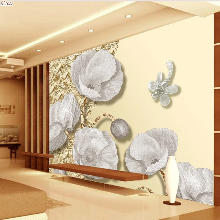 Элегантная серая белая роза полоса 3D комната рельефные обои для 3 d настенная