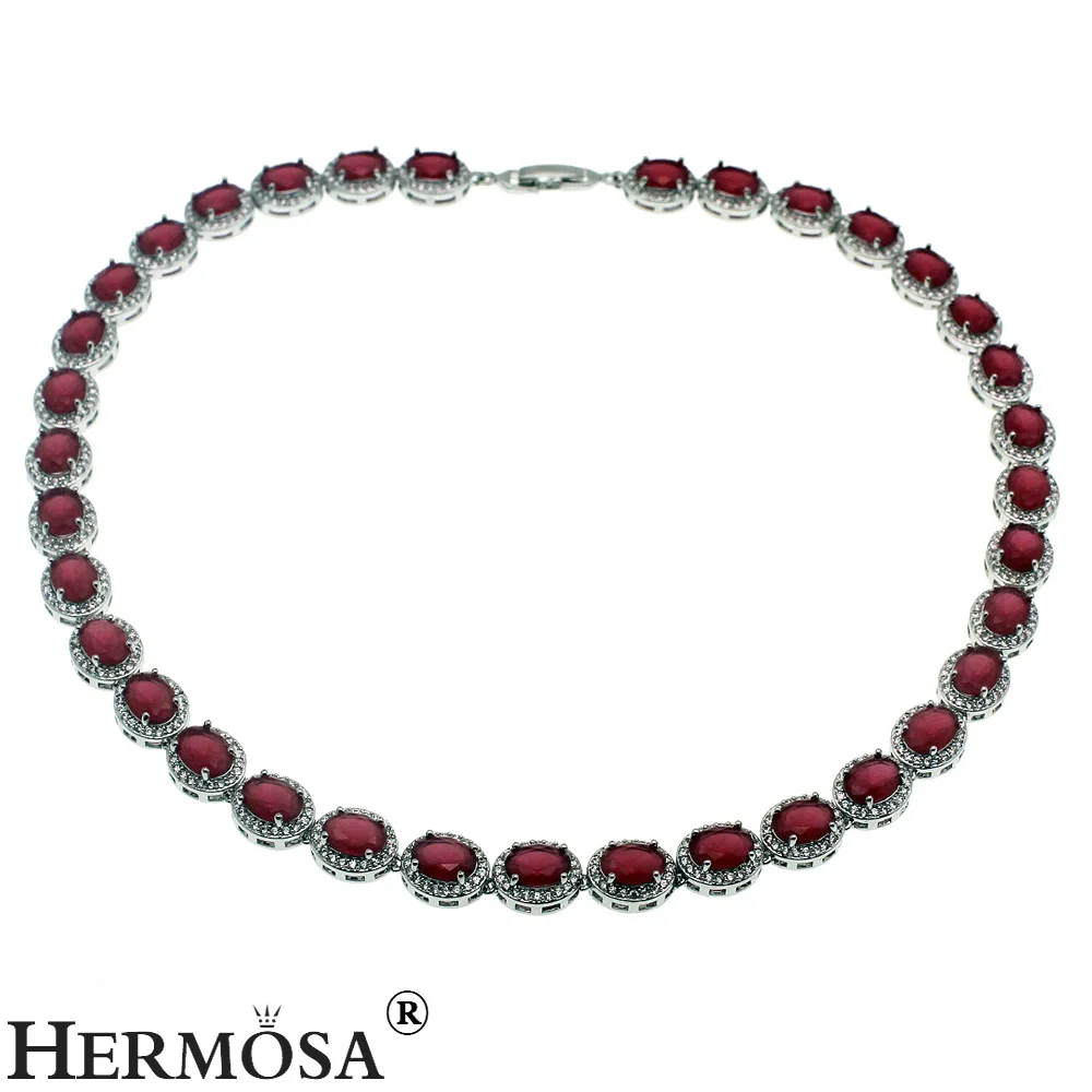 

HERMOSA jewelry New Fashion 925 Sterling Silver Color Oval Necklace Earrings set ST23