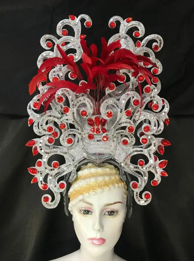 Латинские танец самба аксессуары Модный изысканный головной убор с перьями