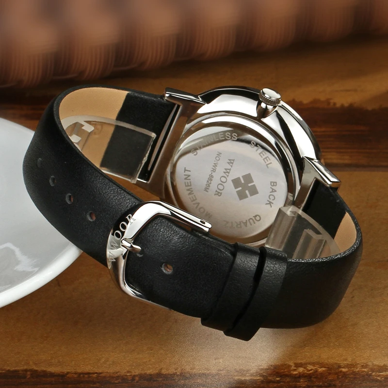 WWOOR Top Brand Watch Men Casual Quartz Date Fashion Creative Leather Waterproof Sport Wrist Relogio Masculino | Наручные часы