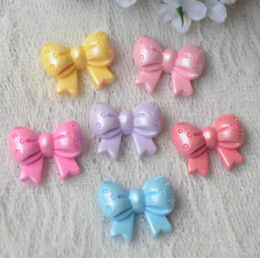 100 шт. полимерные матовые бусины Луки с плоской задней стороной миниатюры для