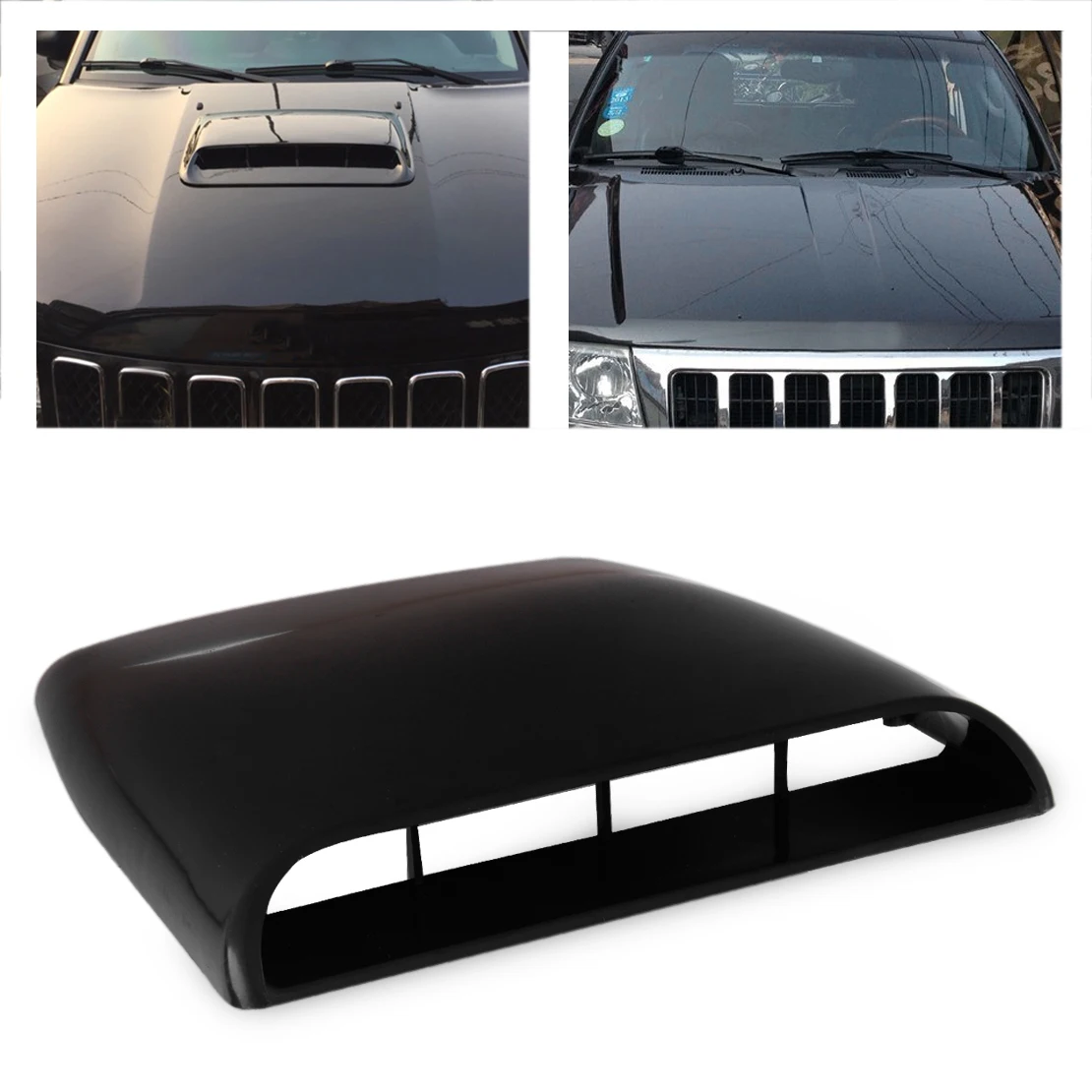 CITALL Black / White / Grey 1pc Car Universal 4x4 Air Flow Intake Hood Scoop Vent Bonnet Decorative Cover Decal