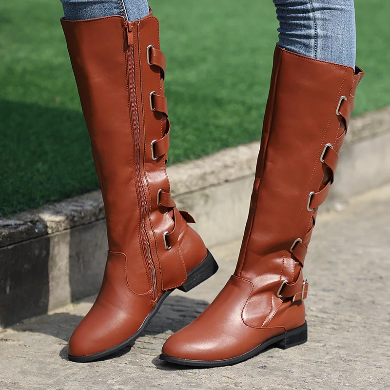 Зимние Для женщин сапоги 2018 новые плоским дном обувь выше колена большой Размеры