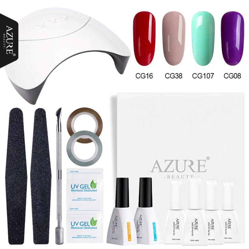 7 Azure beauty 12 шт./лот 36 Вт Светодиодная лампа инструменты для дизайна ногтей маникюрный набор Полупостоянный светодиодный гель Гибридный гвоздь лак основа верхнее покрытие наборы - Цвет: 7