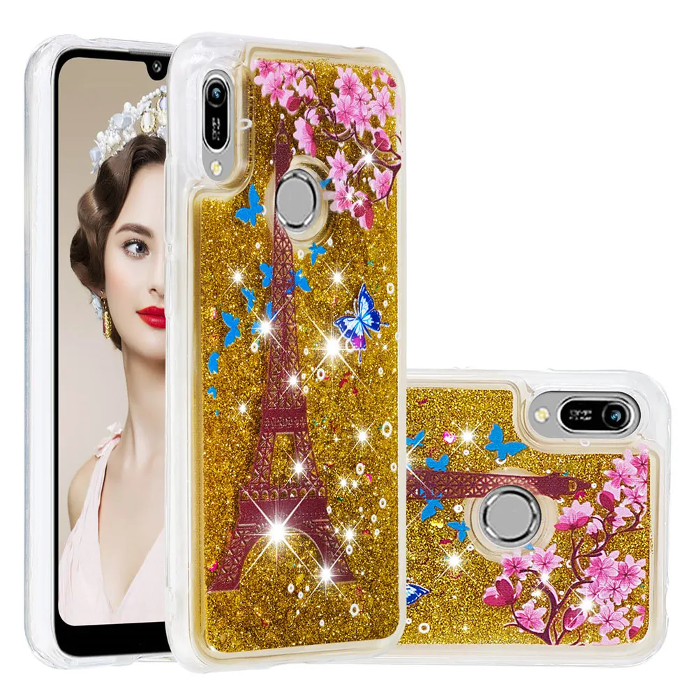 Мягкий чехол из ТПУ с жидким песком для Huawei Honor 8A 8S Y5 Y6 Y7 Y9 Prime 2019 P Smart Z Plus роскошный |