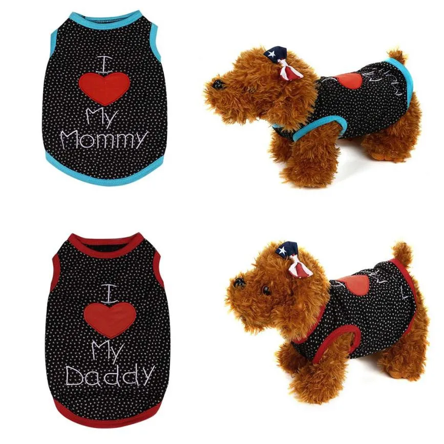 2018 новые акции собака жилетка футболки штаны одежда с надписью I Love My Daddy/Mommy жилет