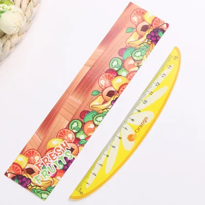 Pear 1 шт. Kawaii фруктовая линейка 15 см мультяшная пластиковая прямая Линейка для детей, подарки, офисные школьные принадлежности, милые канцелярские линейки ярких цветов - Цвет: Pear