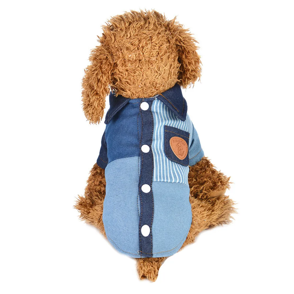 Pet Одежда Щенок плюс плюшевые Colorblock джинсовая куртка двуногих одежда 10 11|Рубашки