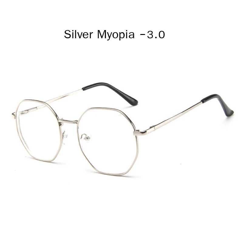 silver myopia 3.0 Zilead, полигонные металлические очки для близорукости, для женщин и мужчин, прозрачные близорукие очки, очки для дальнозоркости с Diopter-1.0to-4.0 - Цвет оправы: silver myopia 3.0