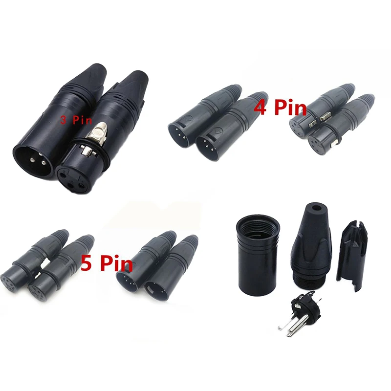 XLR 3/4/5 Pin черный маленький мужской женский Cannon Аудио Микрофон Разъем
