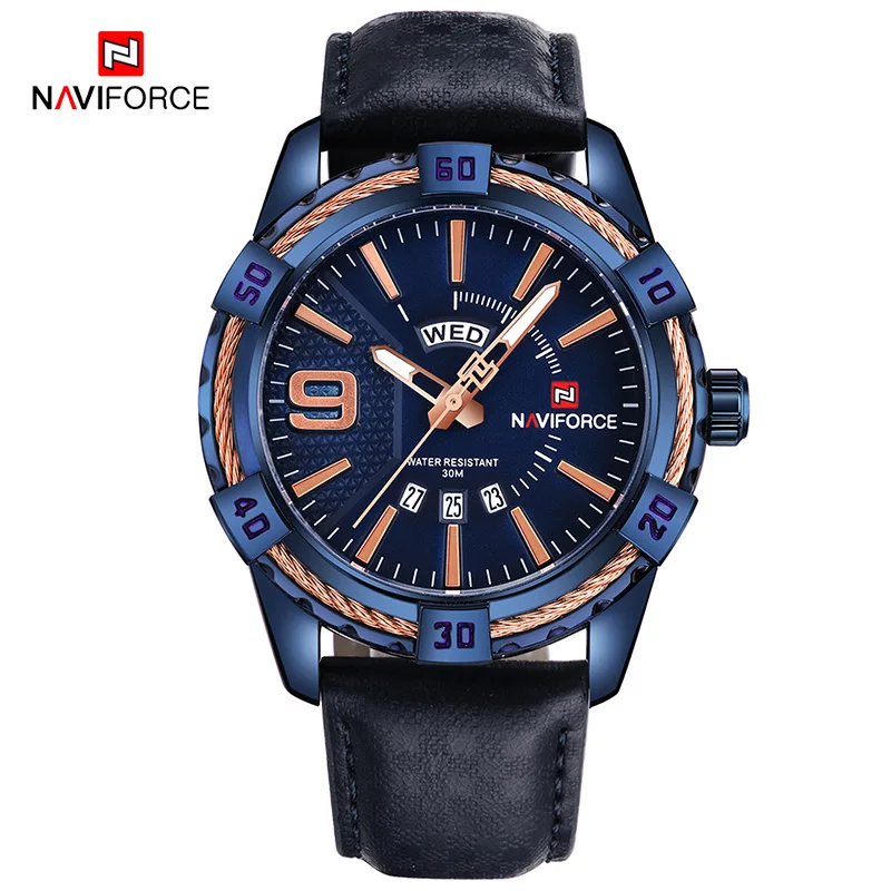 BEBE NAVIFORCE роскошные мужские деловые часы кожаные спортивные водонепроницаемые военные наручные часы с датой мужские часы Relogio Masculino - Цвет: BEBE