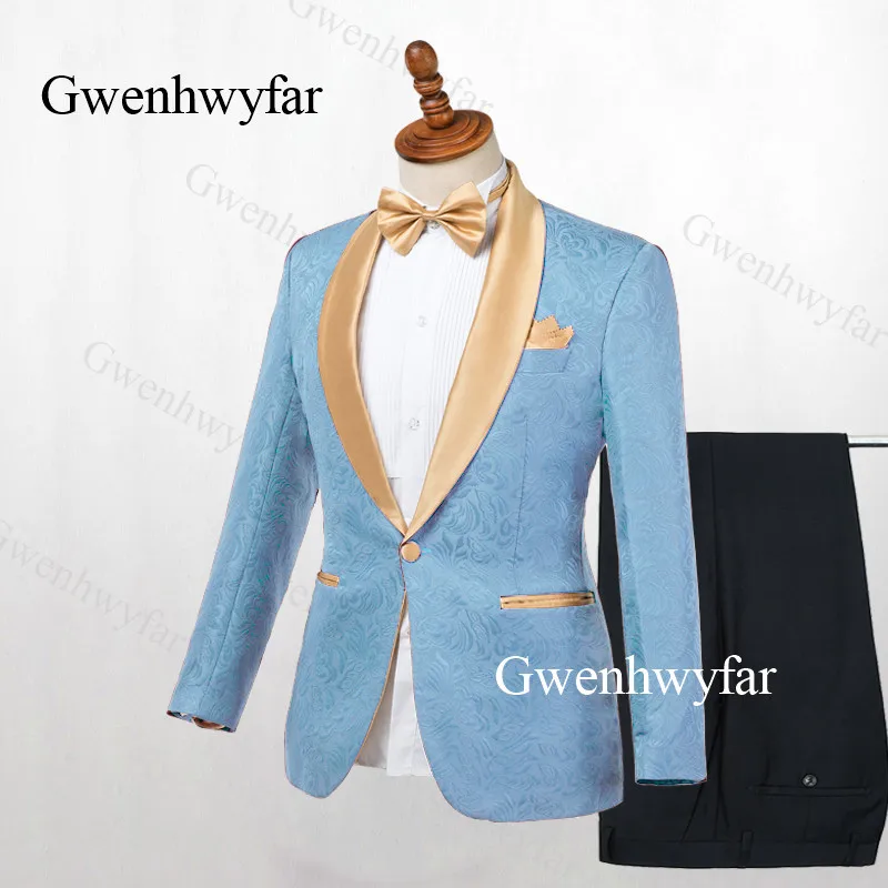 Gwenhwyfar 2019 облегающие ЖАККАРДОВЫЕ мужские костюмы с отложным воротником и шалью
