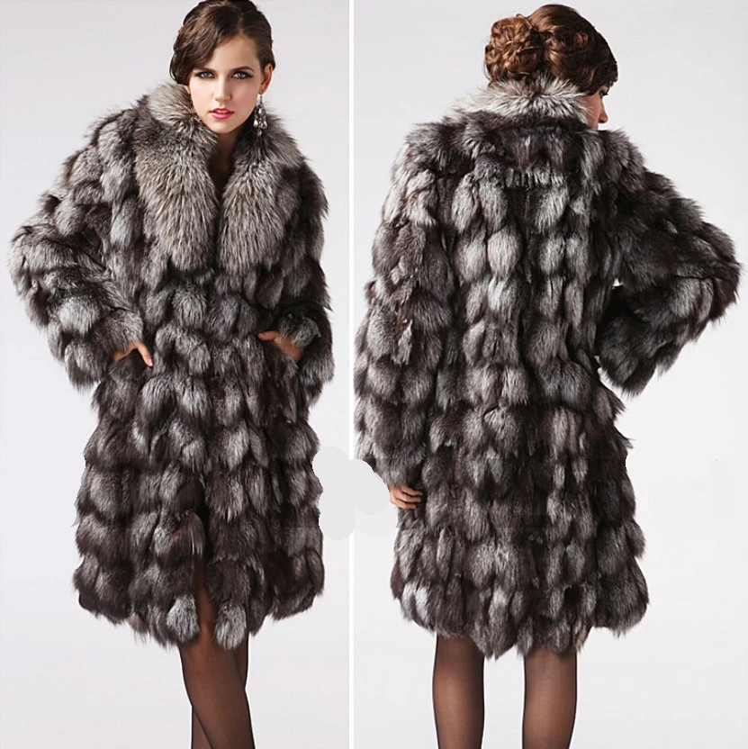 (TopFurMall) Роскошное Женское пальто из натурального Лисьего меха зимнее женское