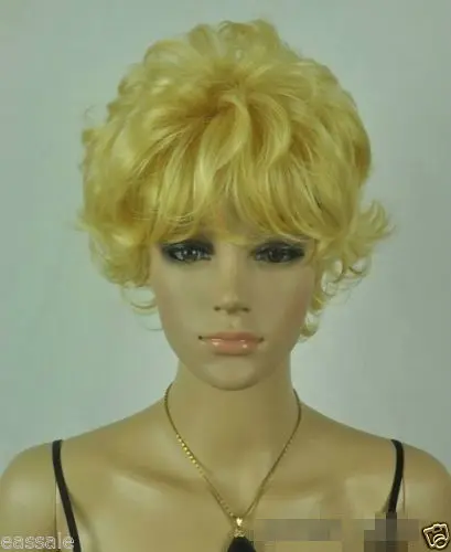 LL a1895 Новый Светлый Блондин Вьющиеся Короткие Женщины Девушка Косплей Парик +