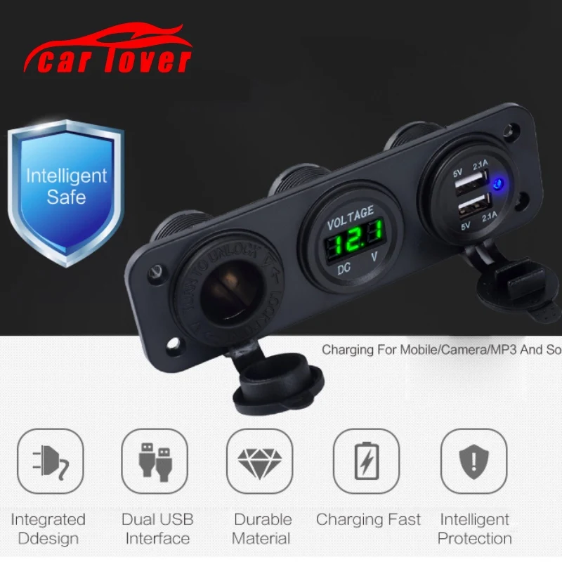 Refit 12 В Автомобильное зарядное устройство для телефона быстрое 2 порта USB Автомобильное зарядное устройство с вольтметром светодиодный дисплей 12 вольт адаптеры для прикуривателя