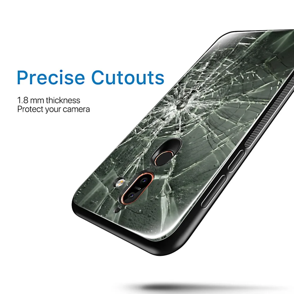 SLEO для Nokia 7 Plus чехол силиконовый оправа закаленное стекло задняя крышка Coque Funda 6