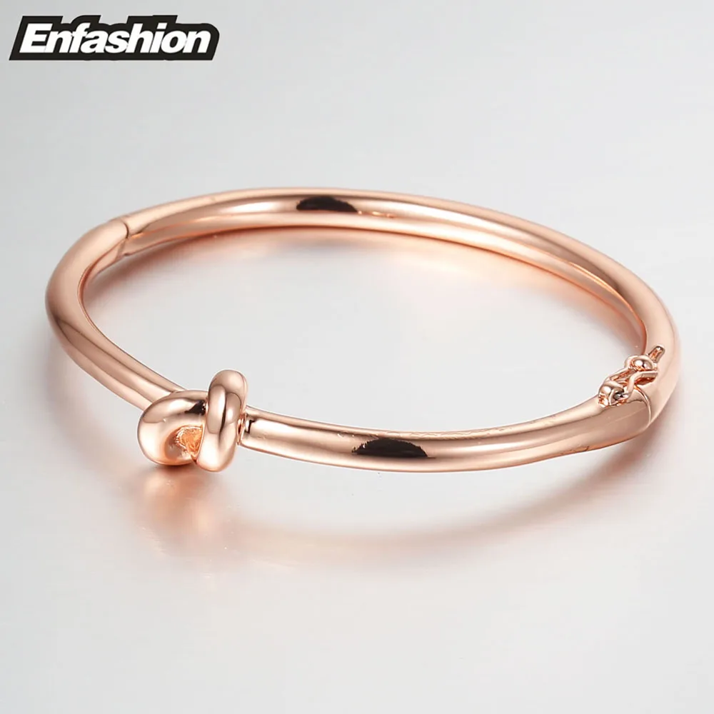 Enfashion панк браслеты-манжеты с узлом для женщин золотой цвет Жесткий Браслет-манжета браслеты ювелирные изделия Noeud нарукавная повязка Pulseiras - Окраска металла: Rose gold color