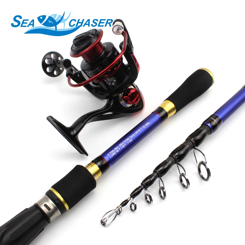 High Quality 1.8M 2.1M 2.4M 2.7M Carbon Spinning rod Telescopic Fishing Rod and Reel Combo lure Tackle Set | Спорт и развлечения
