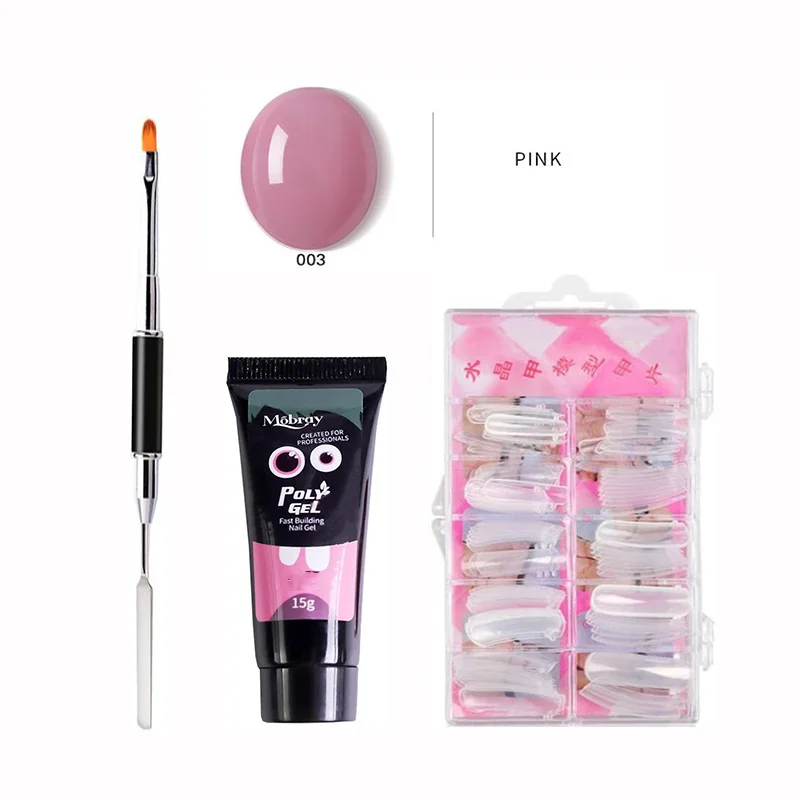 Set 003 Pink Профессиональный гель для наращивания ногтей лак для ногтей УФ-гель для ногтей строительные гели маникюрные инструменты наборы полигель набор - Цвет: Set 003 Pink