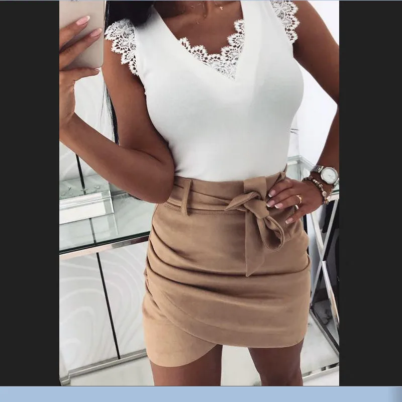 2019 модная женская летняя блузка со шнуровкой и отверстиями пикантная